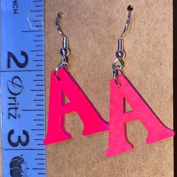 ☀️3/$12☀️ Letter “A” Wood Earrings (Yellow) - Picture 2 of 3
